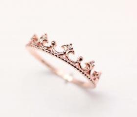 925 sterling silver Tiara Ring in pink gold