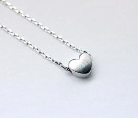 Chubby little Heart Pendant Necklace Silver