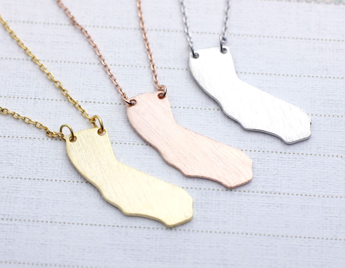 California (CA) Necklace In Gold / Silver / Pink Gold on Luulla