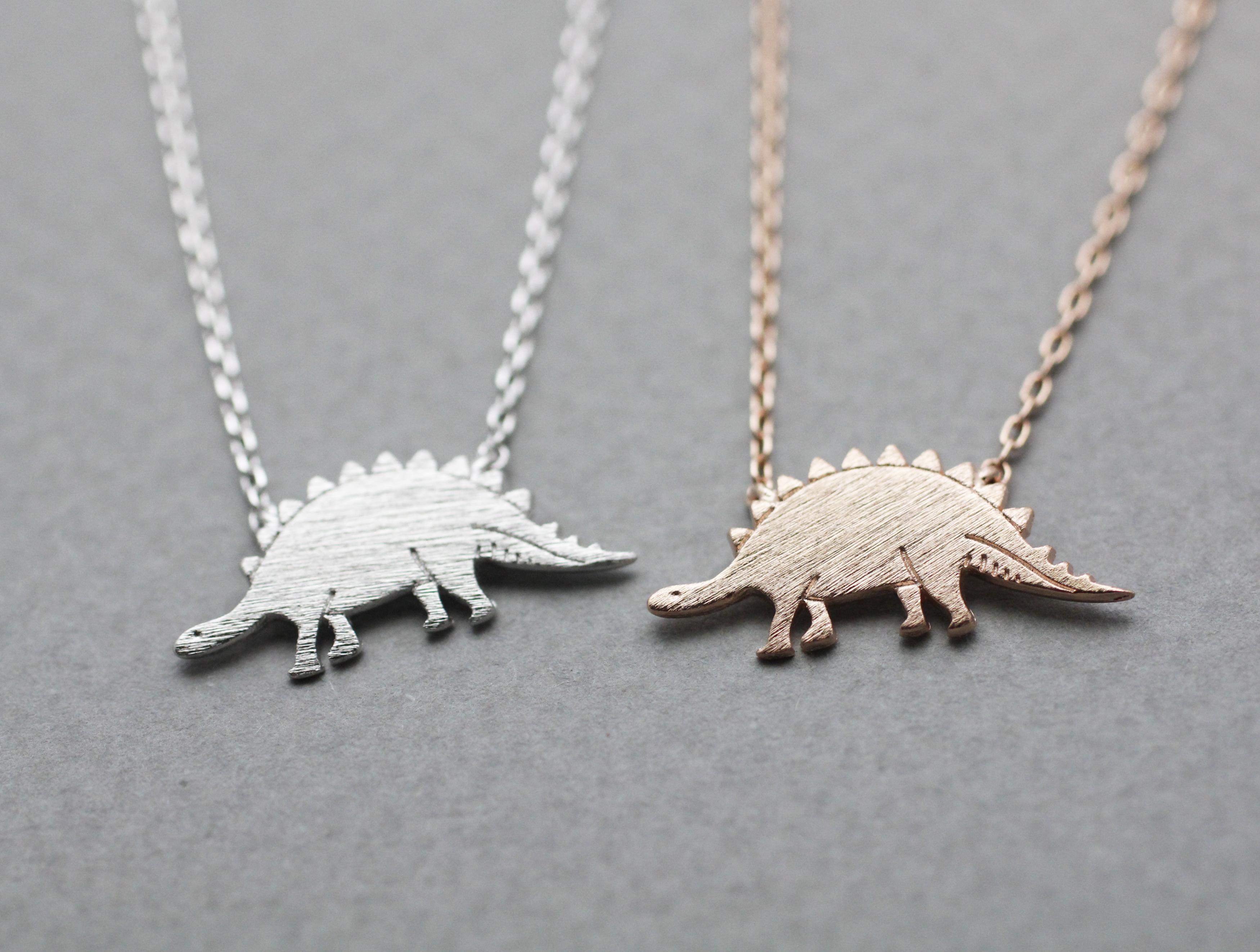 Dino Dinosaur, Stegosaurus Necklace Pendant Necklace In 3 Colors