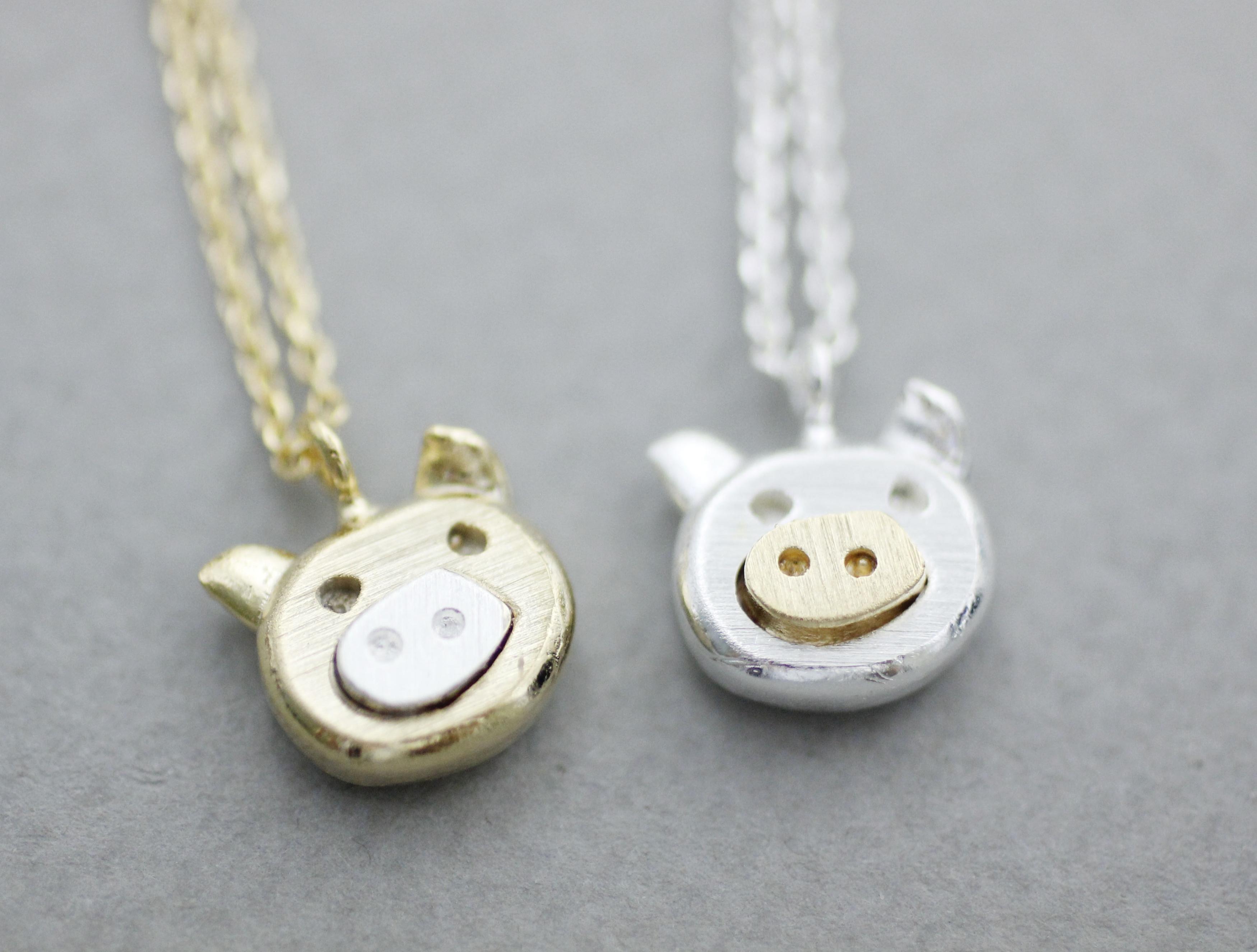 Cute Pig Pendant Necklace, Farm Animal Necklace In 2 Colors on Luulla